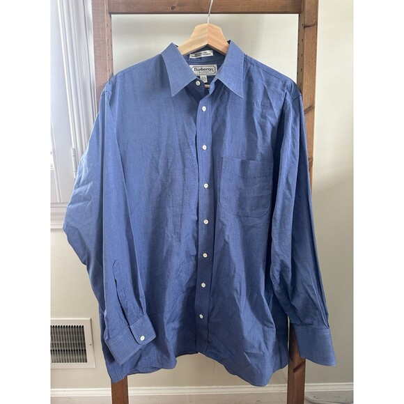 BURBERRY Of LONDON MEN’S BLUE DRESS SHIRT SIZE 16.5-33 Vintage - Picture 1 of 4